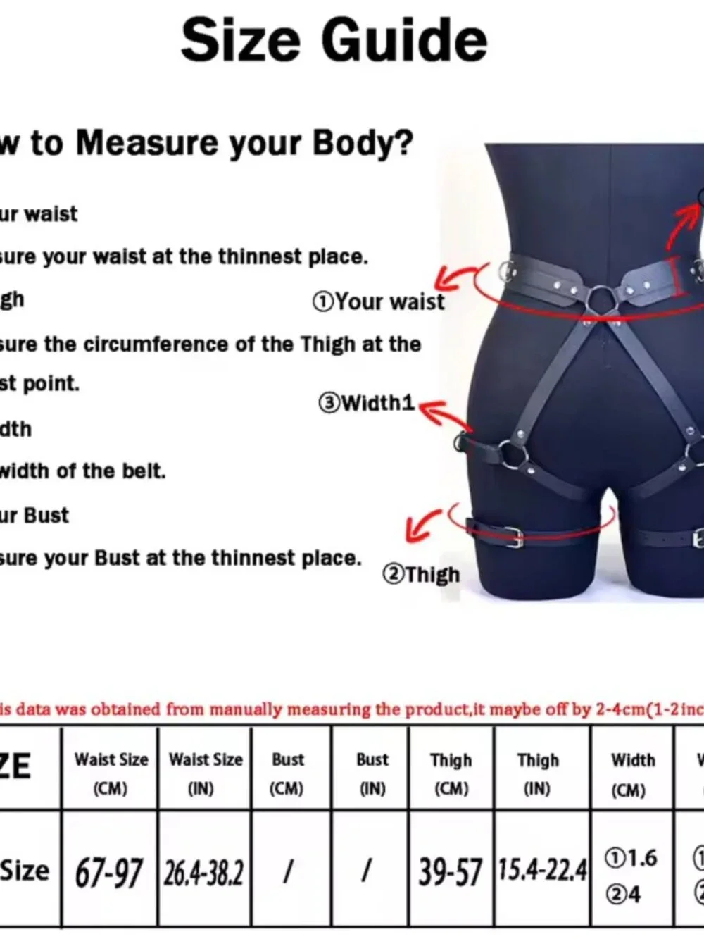 Women Fashion PU Leather Belt Gothic Harness